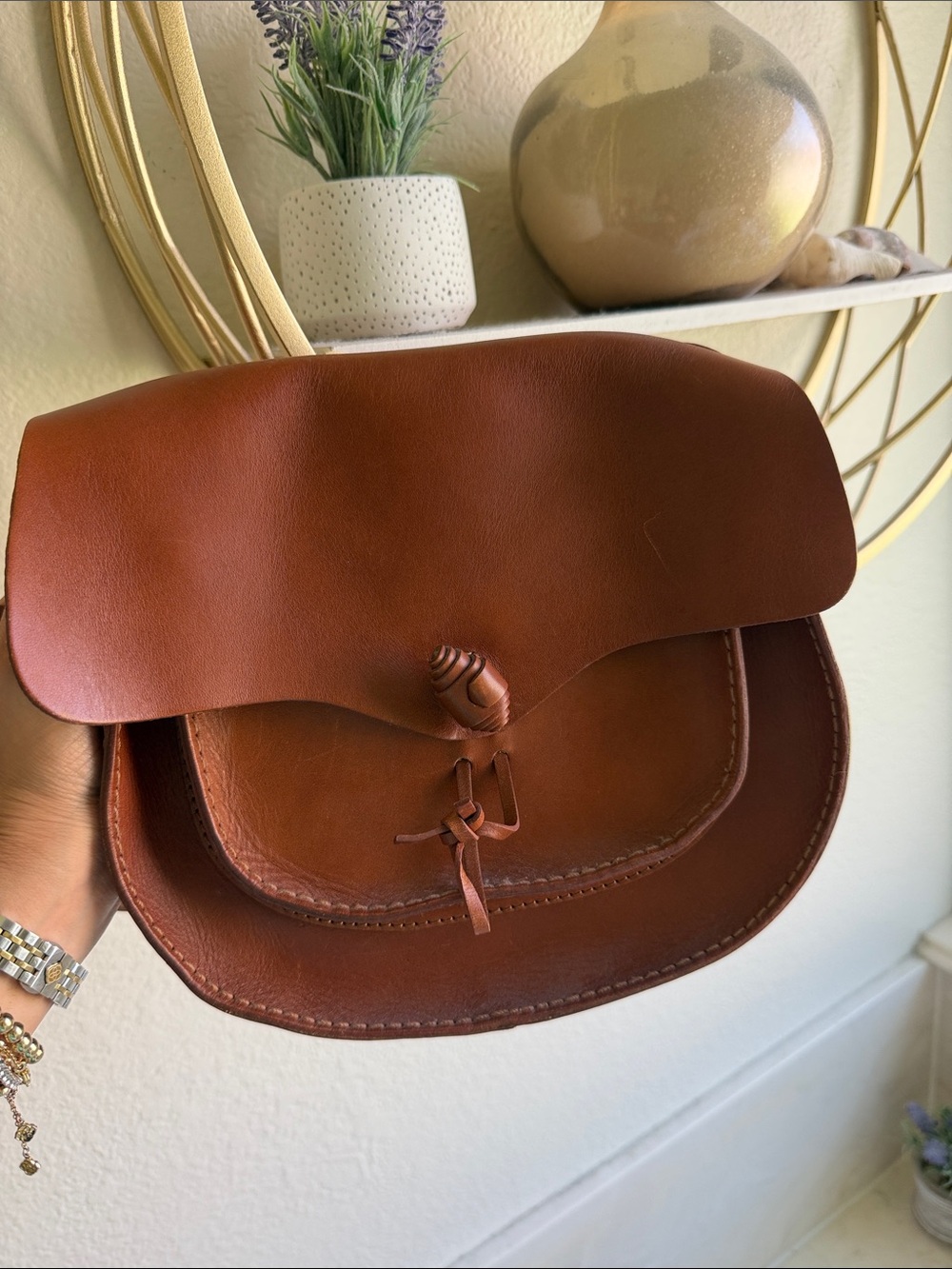 Madewell Chestnut Leather Knot-Front Crossbody